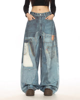 Boogzel Apparel Printed Panel Look Baggy Denim Pants, view 2