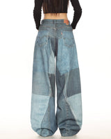Boogzel Apparel Printed Panel Look Baggy Denim Pants, view 5