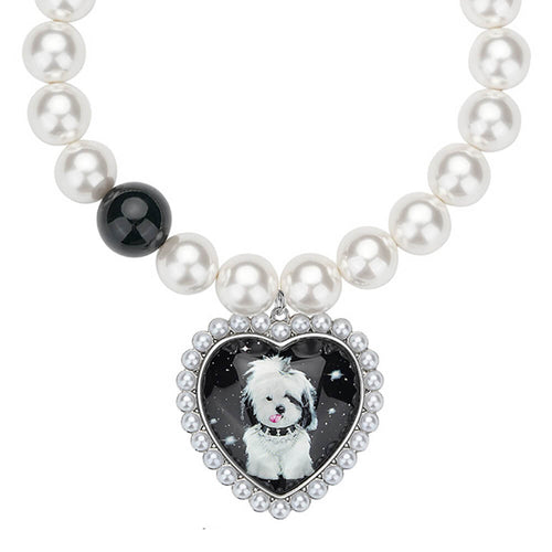 Boogzel Apparel Puppy Heart Charm Pearl Necklace