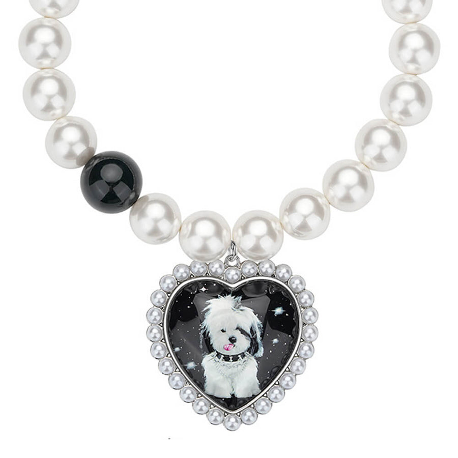 Boogzel Apparel Puppy Heart Charm Pearl Necklace