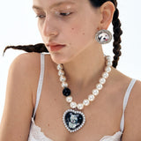 Boogzel Apparel Puppy Heart Charm Pearl Necklace, view 3