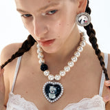 Boogzel Apparel Puppy Heart Charm Pearl Necklace, view 4