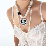 Boogzel Apparel Puppy Heart Charm Pearl Necklace, view 5