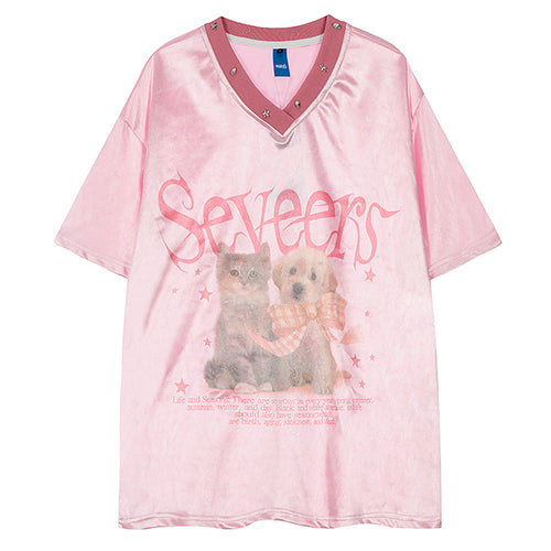 Boogzel Apparel Puppy & Kitten Print Satin Jersey