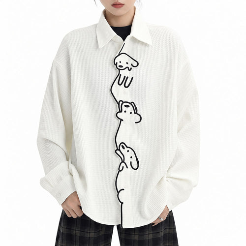 Boogzel Apparel Puppy on Duty Dog Embroidery Button Up Shirt