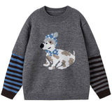 Boogzel Apparel Puppy Print Striped Sleeve Jumper, view 2