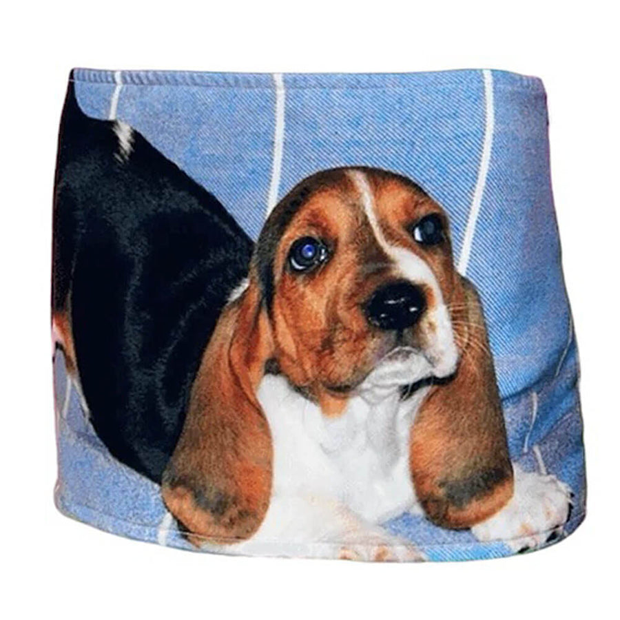 Boogzel Apparel Puppy Print Y2K Denim Micro Skirt