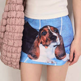 Boogzel Apparel Puppy Print Y2K Denim Micro Skirt, view 2