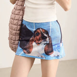 Boogzel Apparel Puppy Print Y2K Denim Micro Skirt, view 5