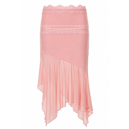 Boogzel Apparel Pure Blushin Asymmetric Ruffle Midi Skirt