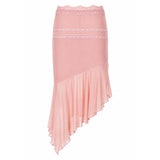 Boogzel Apparel Pure Blushin Asymmetric Ruffle Midi Skirt, view 2