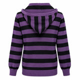 Boogzel Apparel Purple & Black Striped Lightweight Knit Hoodie, view 2