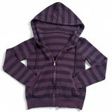Boogzel Apparel Purple & Black Striped Lightweight Knit Hoodie, view 3