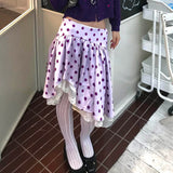 Boogzel Apparel Purple Polka Dot Layered Ruffle Skirt, view 2