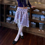 Boogzel Apparel Purple Polka Dot Layered Ruffle Skirt, view 6