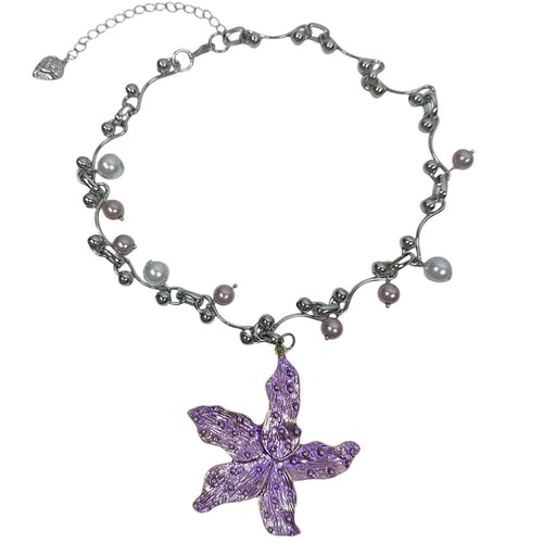 Boogzel Apparel Purple Tropical Flower Choker