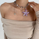 Boogzel Apparel Purple Tropical Flower Choker, view 4