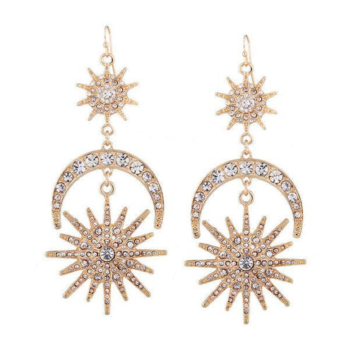 Boogzel Apparel Radiant Sun Moon Earrings