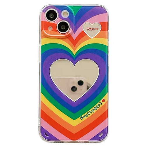 Boogzel Apparel Rainbow Heart Mirror iPhone Case