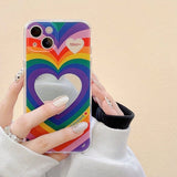 Boogzel Apparel Rainbow Heart Mirror iPhone Case, view 2