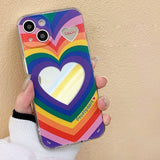 Boogzel Apparel Rainbow Heart Mirror iPhone Case, view 4