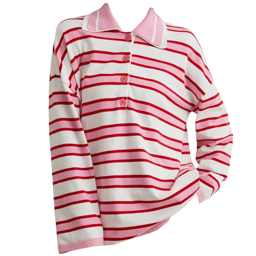 Boogzel Apparel Raspberry Ice Cream Stripe Oversized Polo