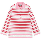 Boogzel Apparel Raspberry Ice Cream Stripe Oversized Polo, view 2