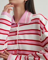 Boogzel Apparel Raspberry Ice Cream Stripe Oversized Polo, view 5
