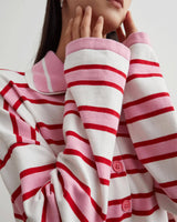 Boogzel Apparel Raspberry Ice Cream Stripe Oversized Polo, view 6