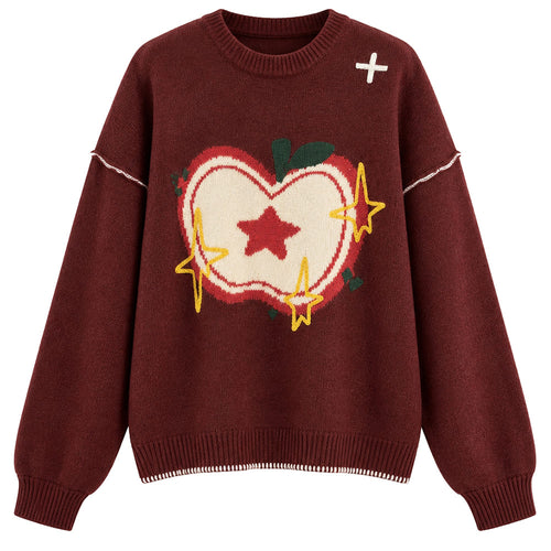 Boogzel Apparel Red Apple Oversized Sweater
