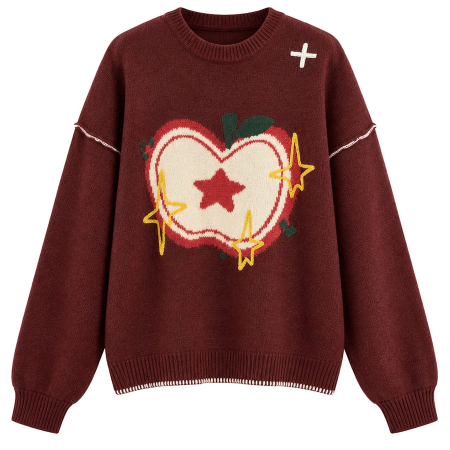Boogzel Apparel Red Apple Oversized Sweater