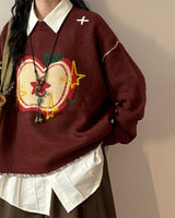 Boogzel Apparel Red Apple Oversized Sweater, view 2