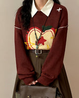 Boogzel Apparel Red Apple Oversized Sweater, view 3