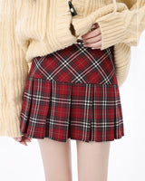 Boogzel Apparel Red Plaid Grunge Pleated Skirt, view 2