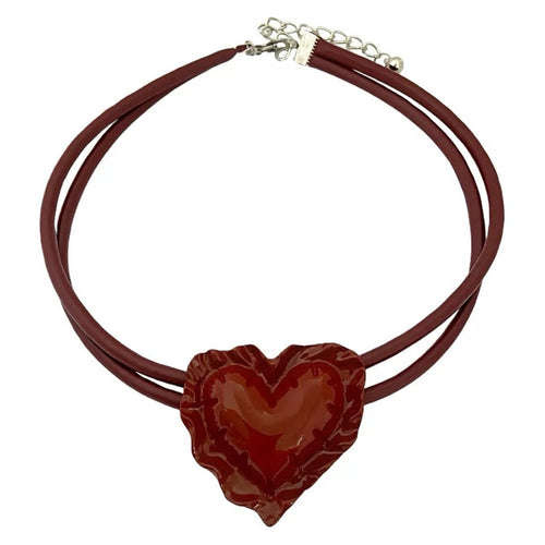 Boogzel Apparel Red Heart Puffer Choker Necklace