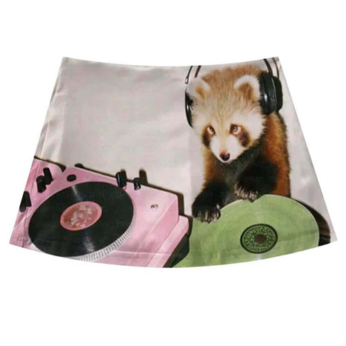 Boogzel Apparel Red Panda DJ Print Y2K Mini Skirt