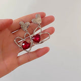 Boogzel Apparel Red Stone Heart Earrings, view 3
