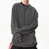 Boogzel Apparel Relaxed Striped Button Up Long Sleeve Top, view 3