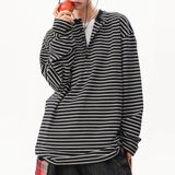 Boogzel Apparel Relaxed Striped Button Up Long Sleeve Top, view 6