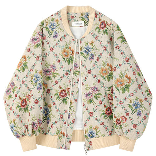 Boogzel Apparel Retro Floral Bomber Jacket