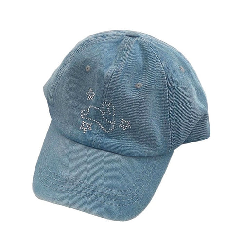 Boogzel Apparel Rhinestone Bunny Y2K Denim Cap
