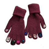 Boogzel Apparel Rhinestone Knit Gloves, view 3