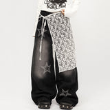 Boogzel Apparel Rhinestone Star Wide Leg Jeans, view 3