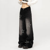 Boogzel Apparel Rhinestone Star Wide Leg Jeans, view 4
