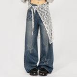 Boogzel Apparel Rhinestone Star Wide Leg Jeans, view 5