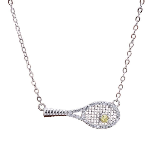 Boogzel Apparel Rhinestone Tennis Racket Necklace