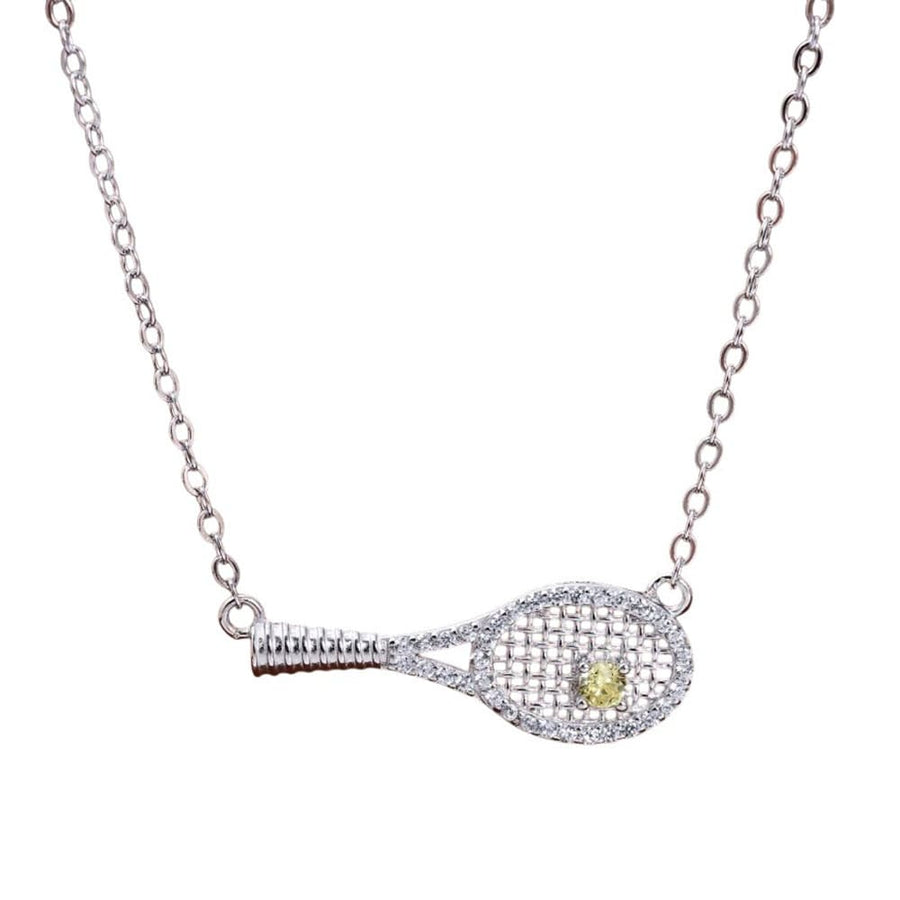 Boogzel Apparel Rhinestone Tennis Racket Necklace