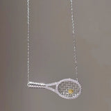 Boogzel Apparel Rhinestone Tennis Racket Necklace, view 3