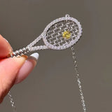 Boogzel Apparel Rhinestone Tennis Racket Necklace, view 4
