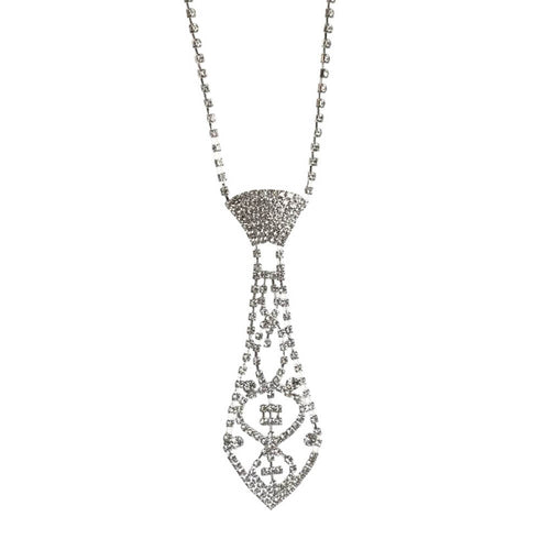 Boogzel Apparel Rhinestone Tie Shaped Necklace